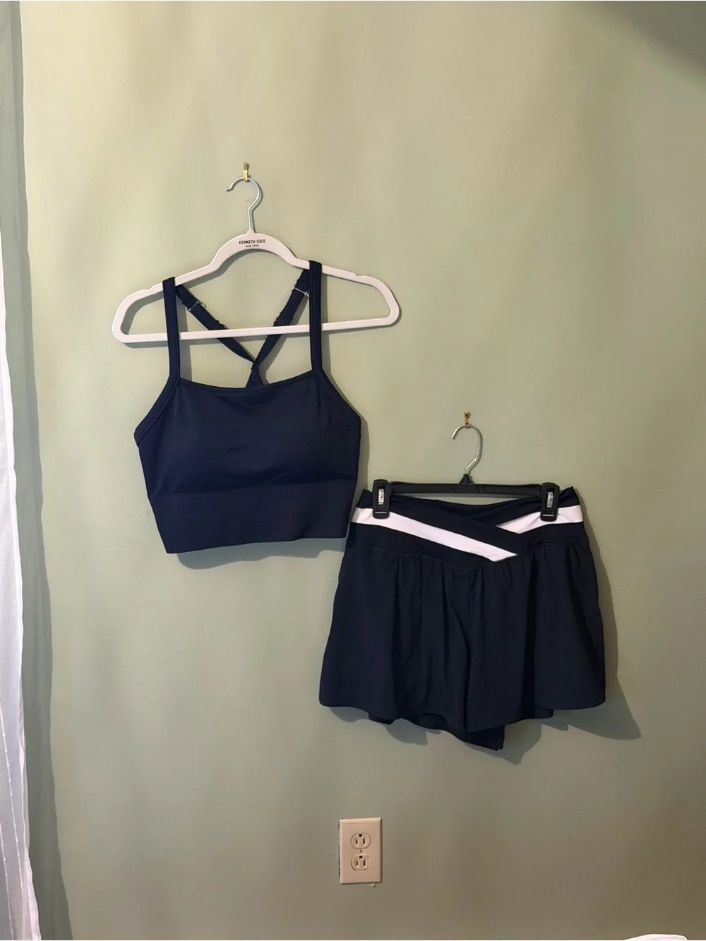 Yogalicious Navy Cross-Back Sports Bra and Skort Set